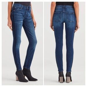 7 For All Mankind b(air) the ankle skinny velvet stripe side Denim jean size 25